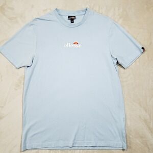 Ellesse T-Shirt Womens Large Light Blue Embroidered Logo Cotton SAS11351 Casual